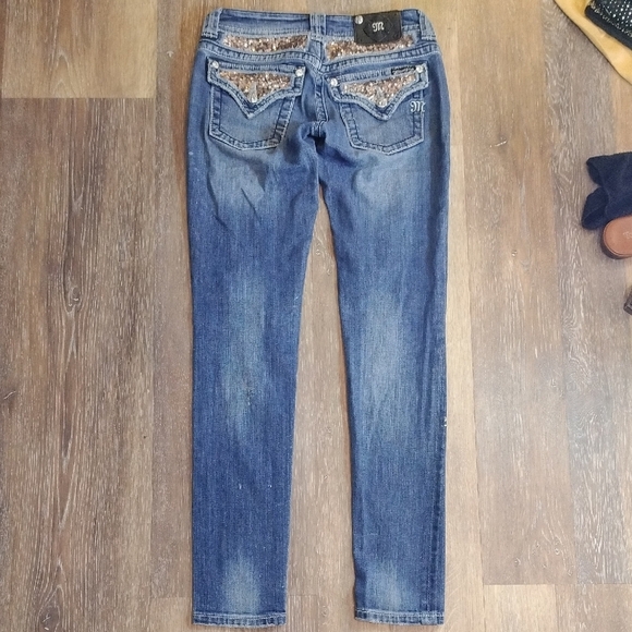Miss Me Blue Skinny Jeans with Distressed Details - Picture 3 of 3